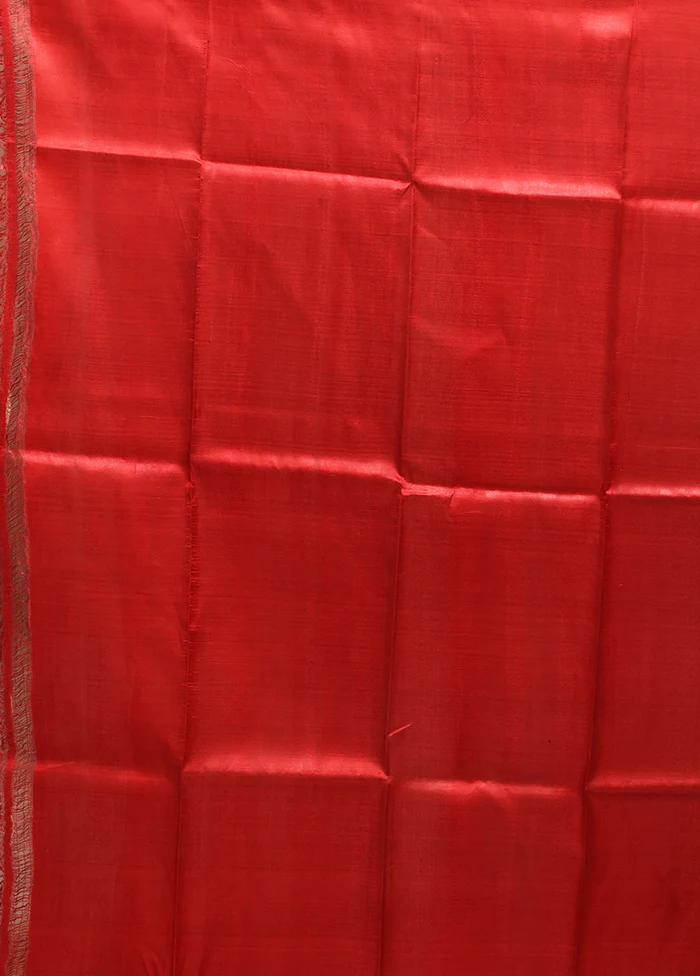 Cream Printed Pure Silk Saree Without Blouse Piece - Image 5