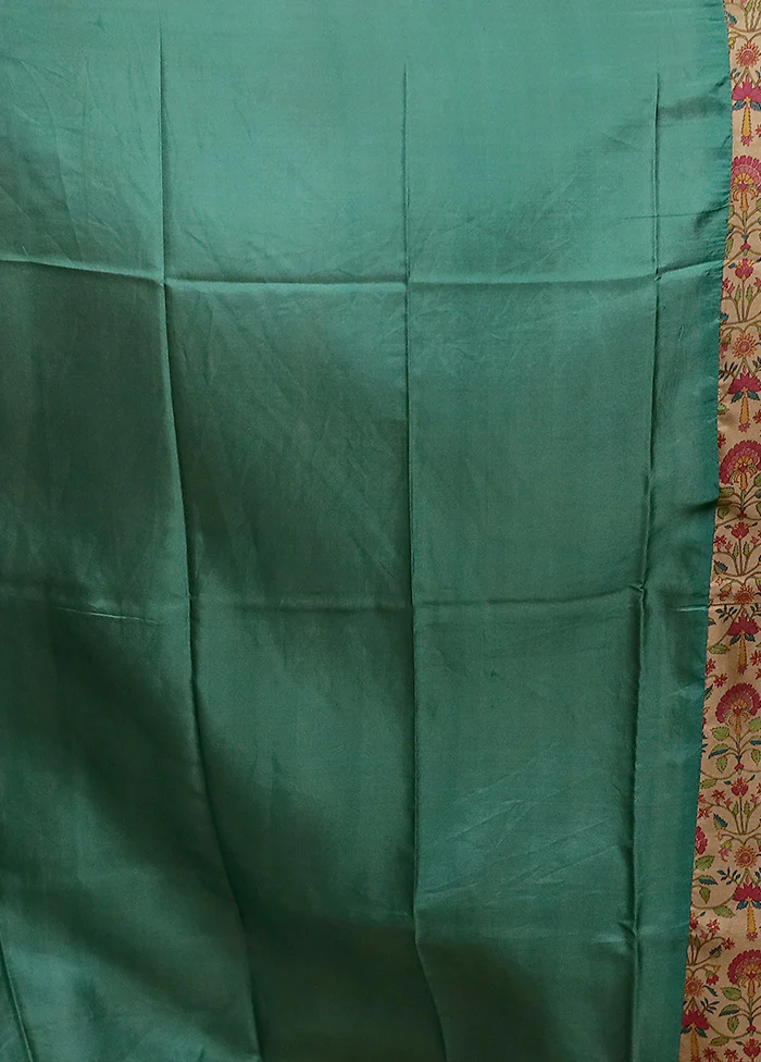 Cream Printed Pure Silk Saree Without Blouse Piece - Image 5