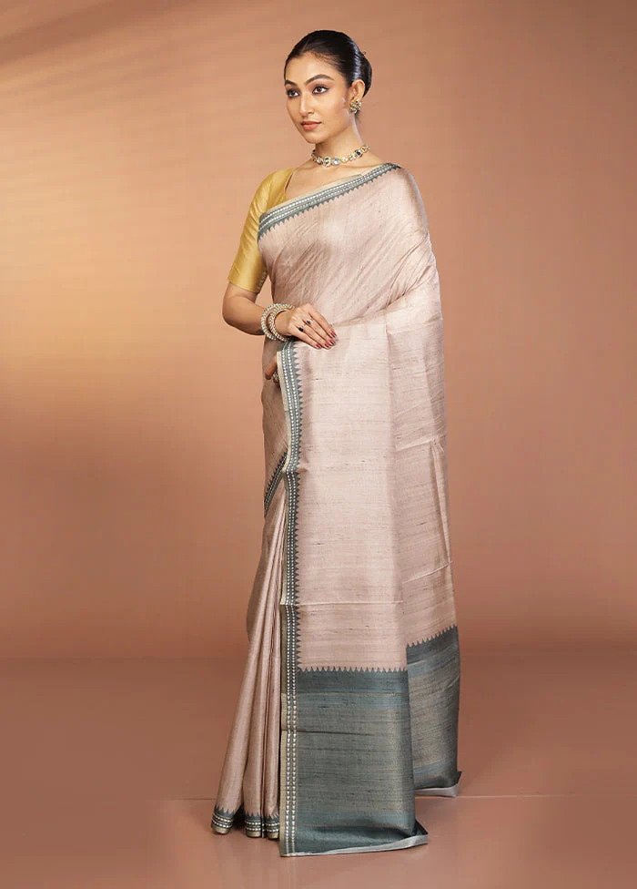 Cream Printed Pure Silk Saree Without Blouse Piece - Image 4