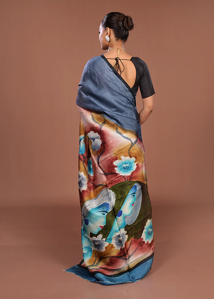 Cream Printed Pure Silk Saree Without Blouse Piece - Image 3