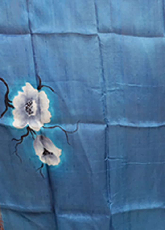 Cream Printed Pure Silk Saree Without Blouse Piece - Image 5