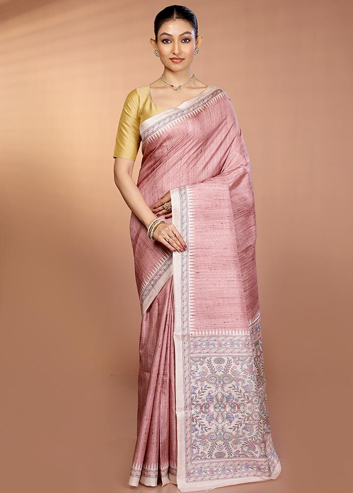 Cream Printed Silk Saree Without Blouse Piece - Image 2