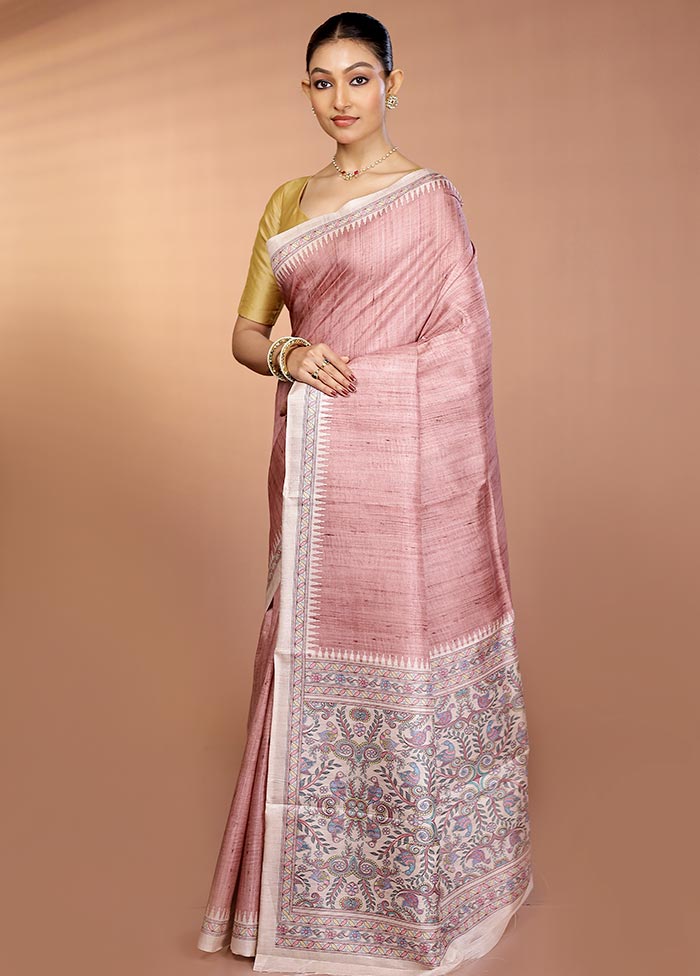 Cream Printed Silk Saree Without Blouse Piece - Image 4