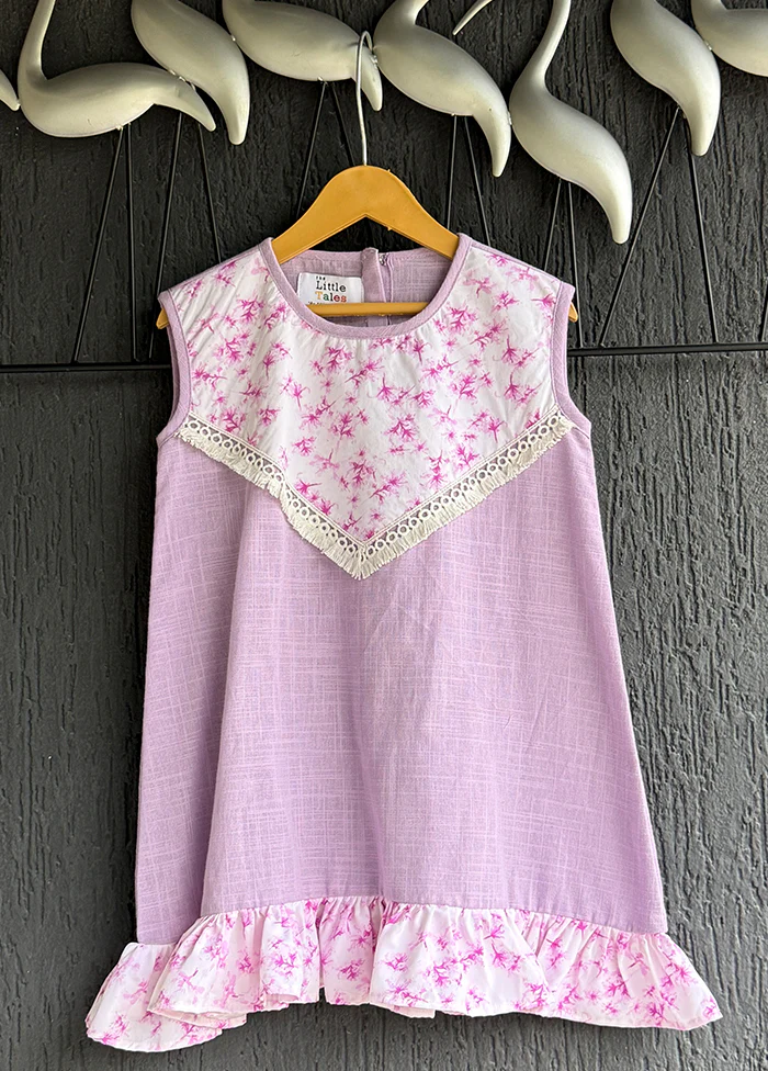 Purple Printed Work Silk Dress