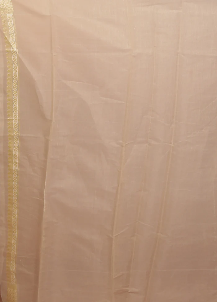 Cream Pure Cotton Saree With Blouse Piece - Image 5
