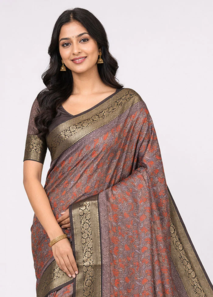 Cream Pure Cotton Saree With Blouse Piece - Image 2