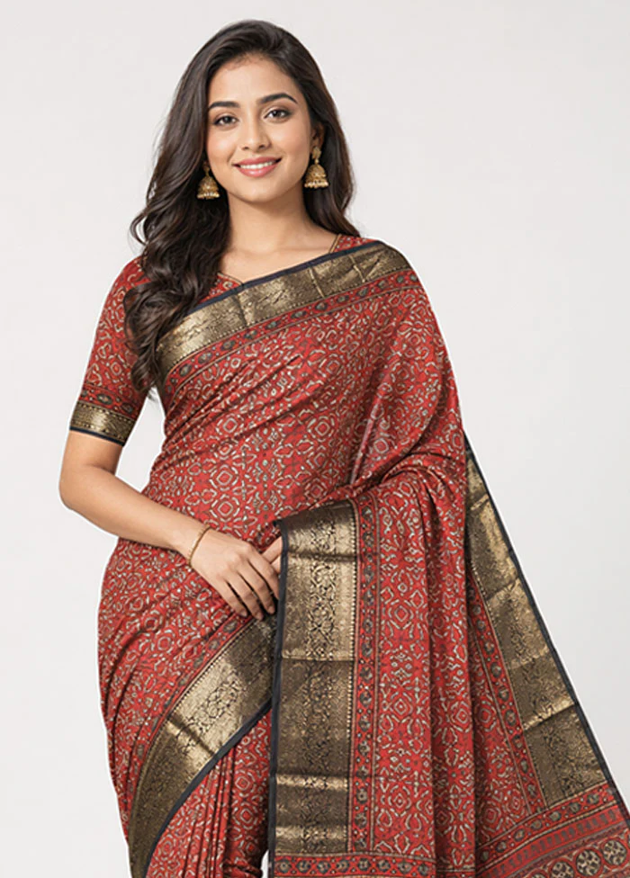 Cream Pure Cotton Saree With Blouse Piece - Image 2