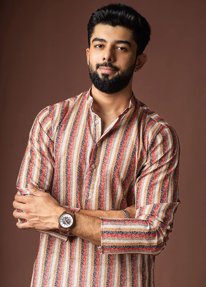 Cream Silk Kurta & Pajama Set - Image 2