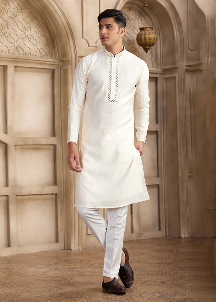 Cream Silk Kurta & Pajama Set