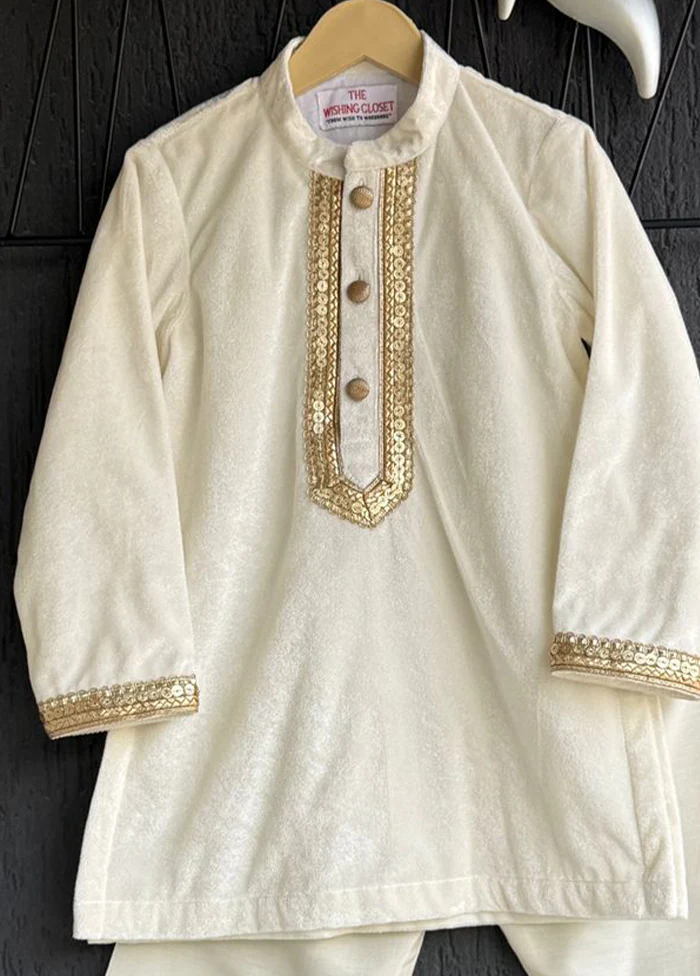 Cream Silk Kurta & Pajama Set - Image 2