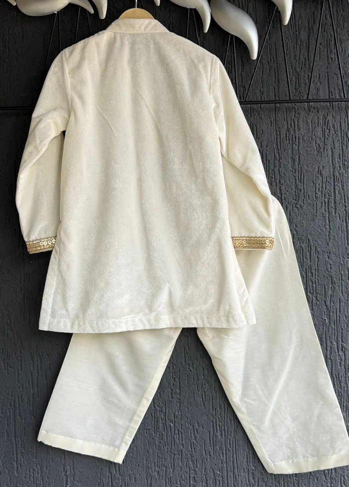 Cream Silk Kurta & Pajama Set - Image 3