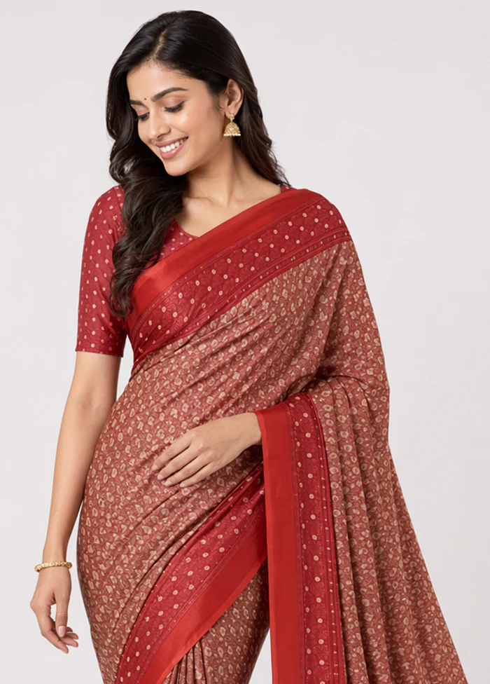 Cream Tanchoi Silk Saree With Blouse Piece - Image 2