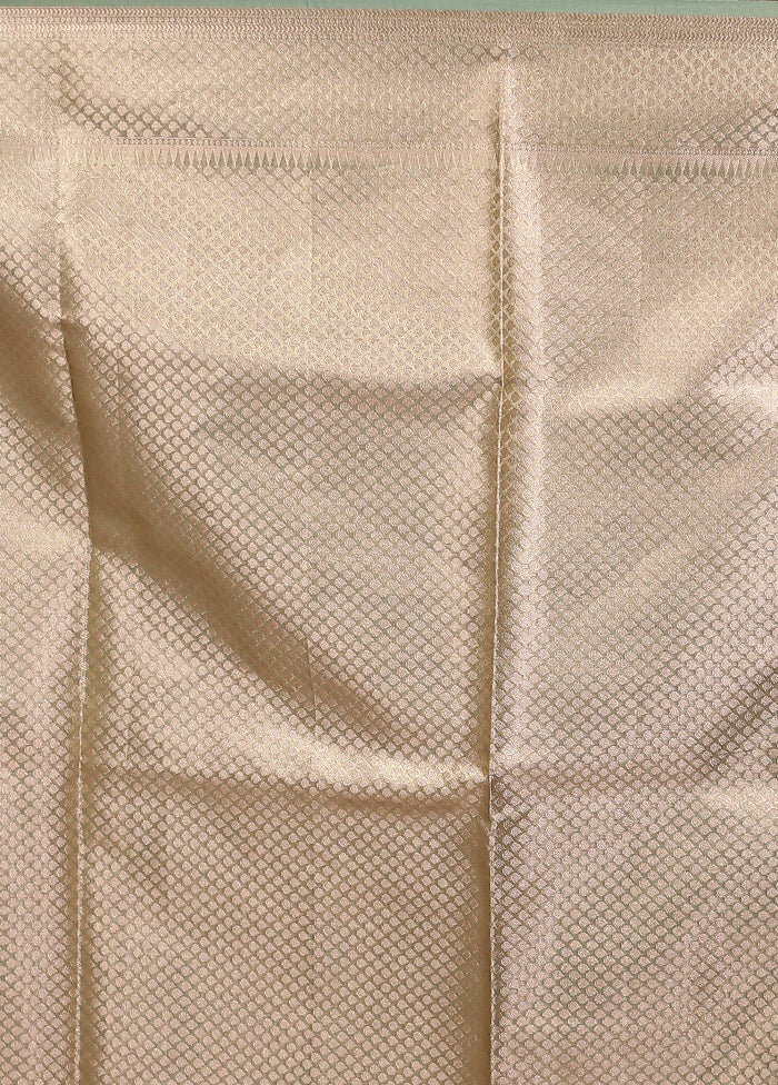 Cream Tissue Silk Saree With Blouse Piece - Image 5