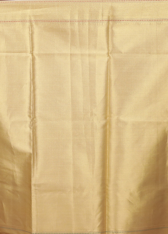 Cream Tissue Silk Saree With Blouse Piece - Image 5