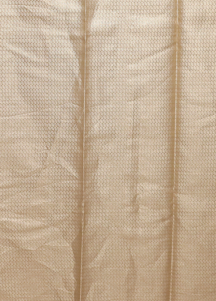 Cream Tissue Silk Saree With Blouse Piece - Image 5