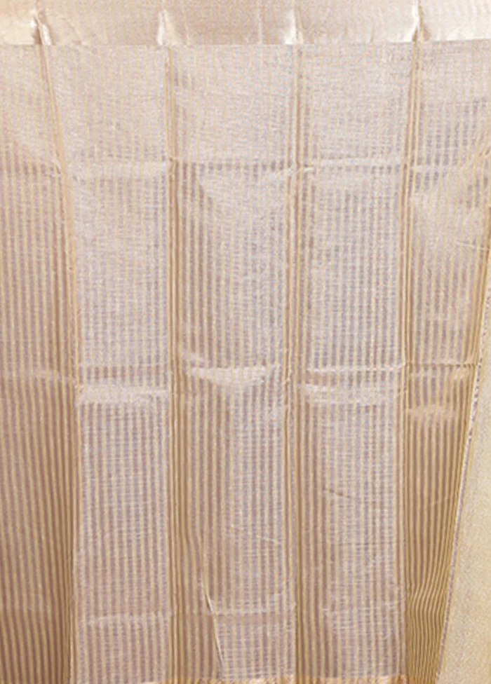 Cream Tissue Silk Saree With Blouse Piece - Image 5