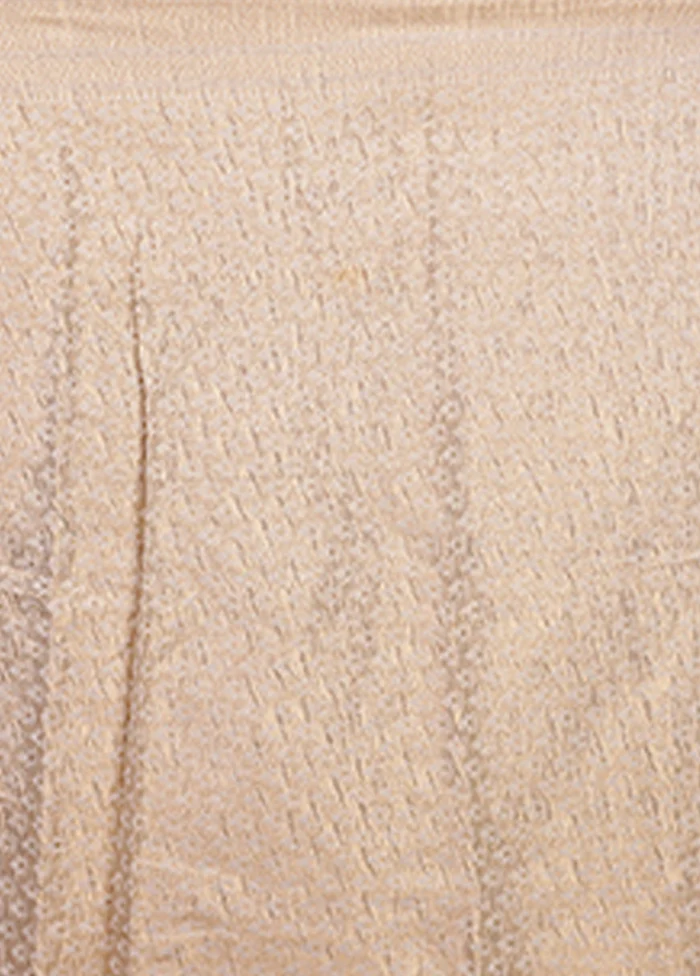 Cream Tissue Silk Saree With Blouse Piece - Image 5