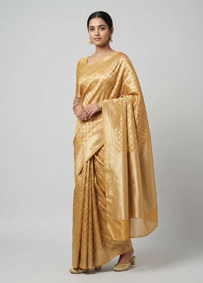 Cream Tissue Silk Saree With Blouse Piece
