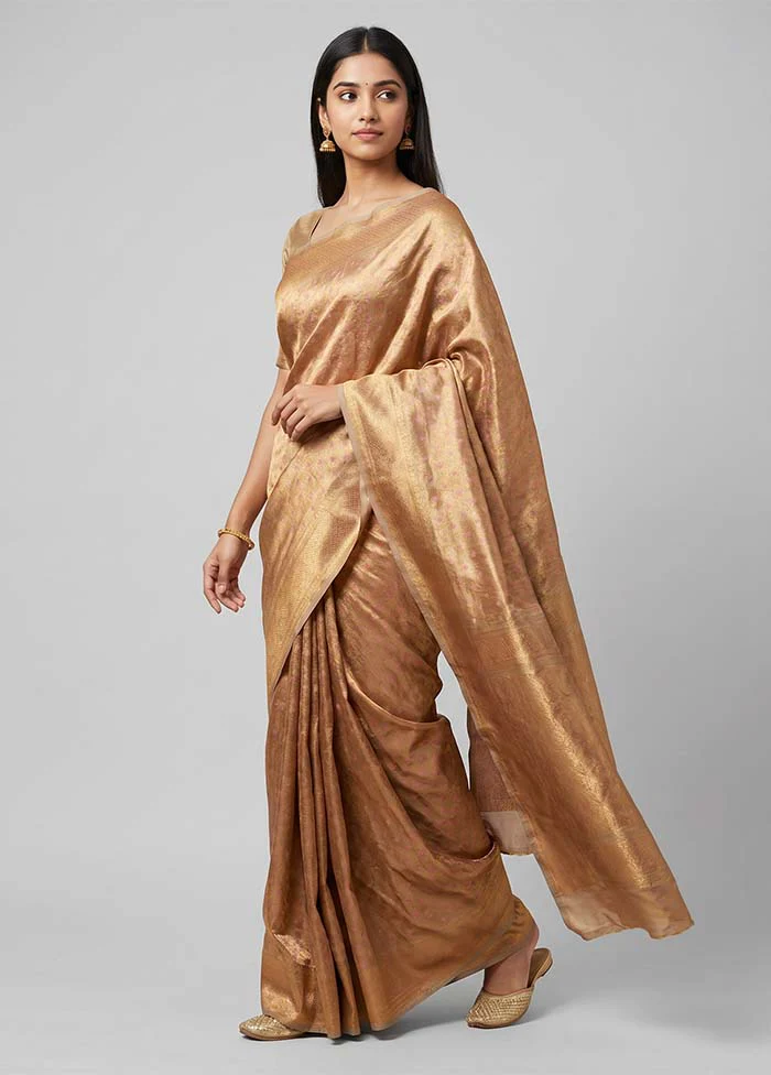 Cream Tissue Silk Saree With Blouse Piece