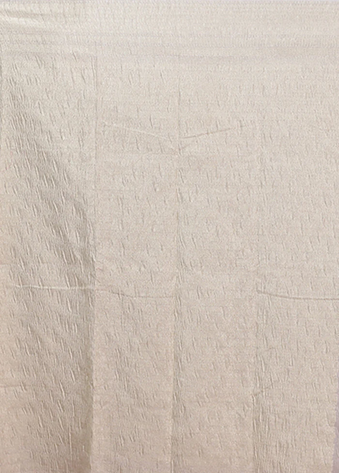 White Tissue Silk Saree With Blouse Piece - Image 5