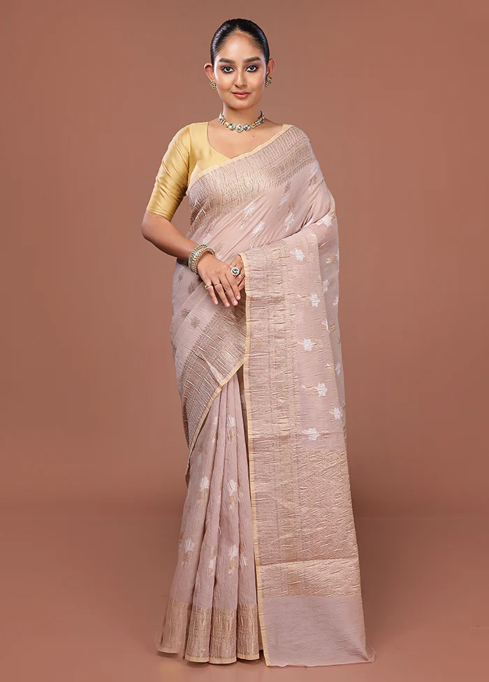 Cream Tissue Silk Saree With Blouse Piece - Image 2