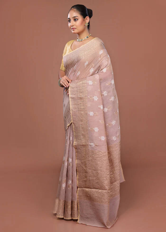 Cream Tissue Silk Saree With Blouse Piece - Image 4