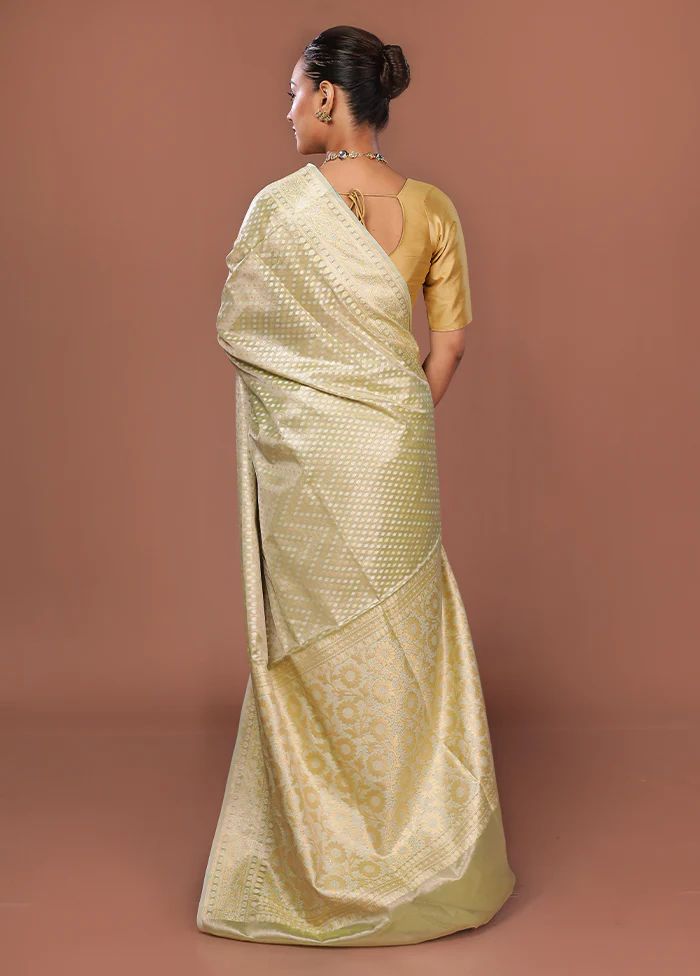 Cream Tissue Silk Saree With Blouse Piece - Image 3
