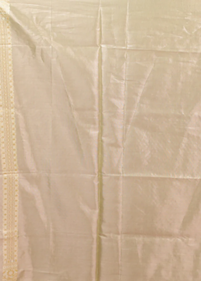 Cream Tissue Silk Saree With Blouse Piece - Image 5