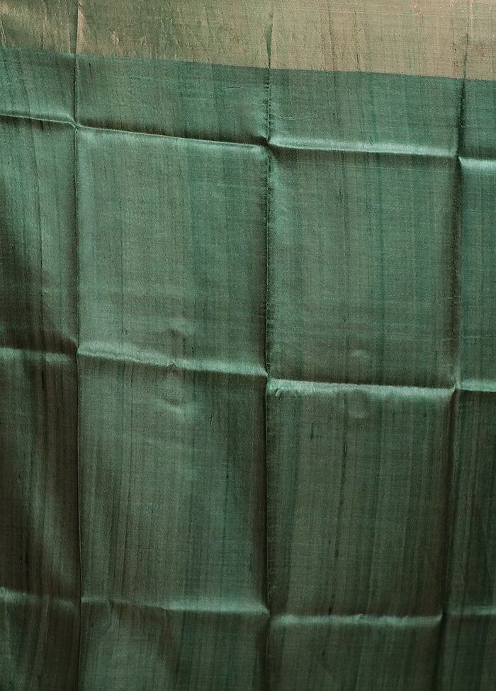 Cream Tussar Silk Saree With Blouse Piece - Image 5