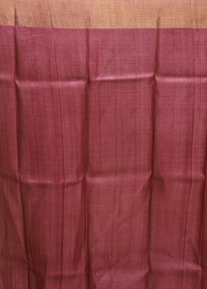 Cream Tussar Silk Saree With Blouse Piece - Image 5