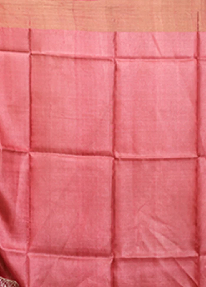 Cream Tussar Silk Saree With Blouse Piece - Image 5