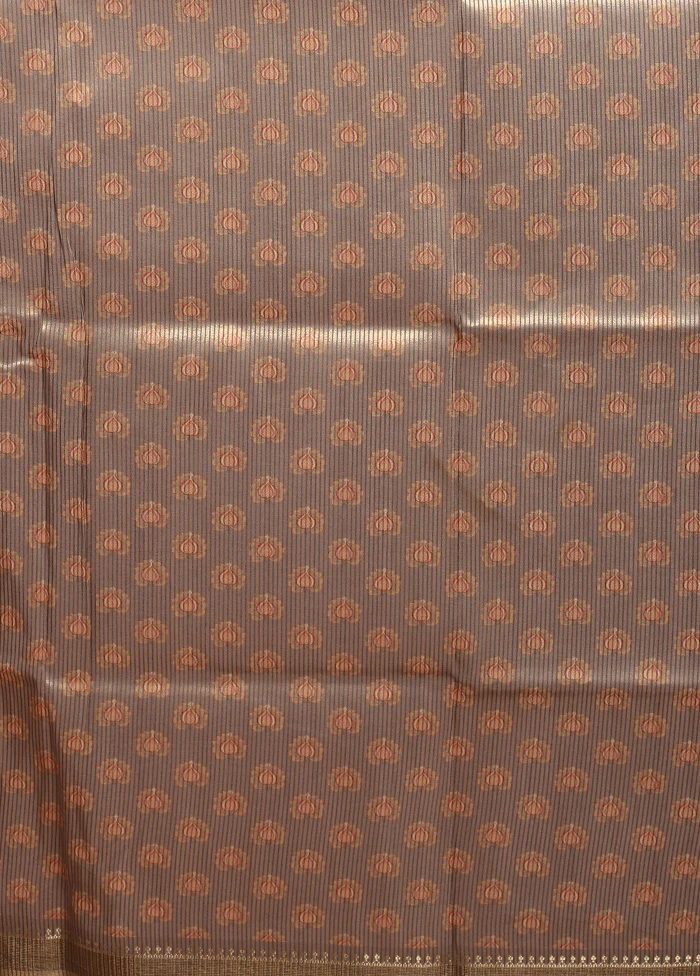 Cream Tussar Silk Saree With Blouse Piece - Image 5