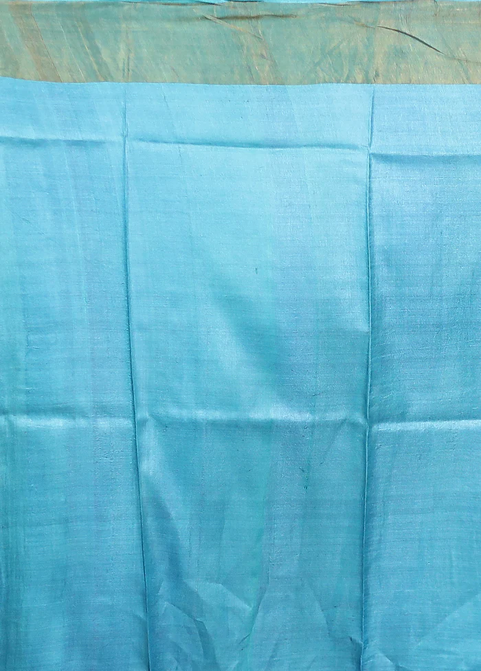 Cream Tussar Silk Saree With Blouse Piece - Image 5