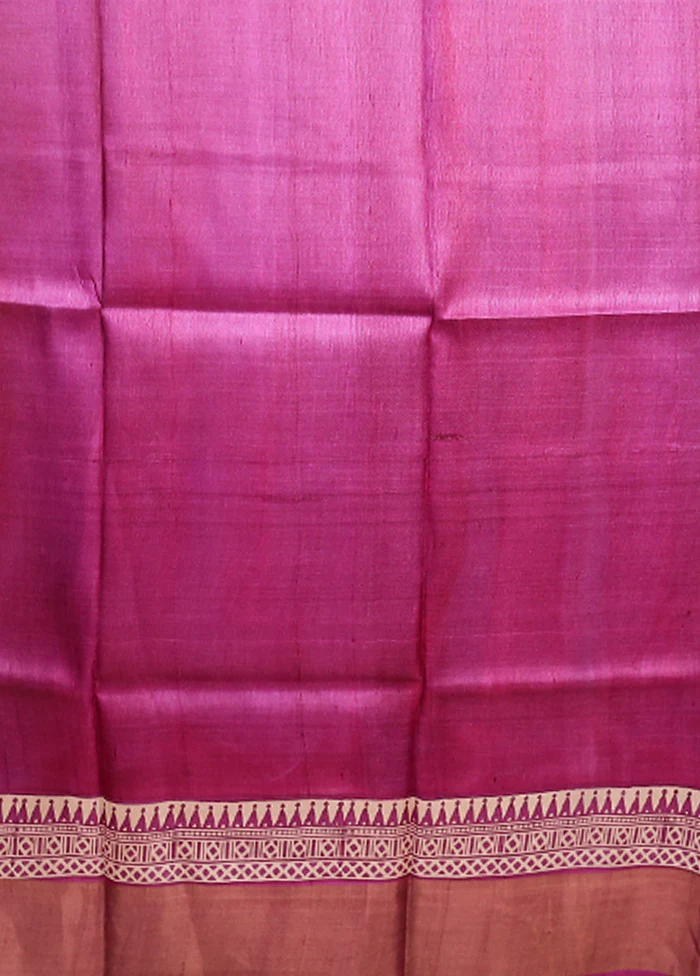 Cream Tussar Silk Saree With Blouse Piece - Image 5