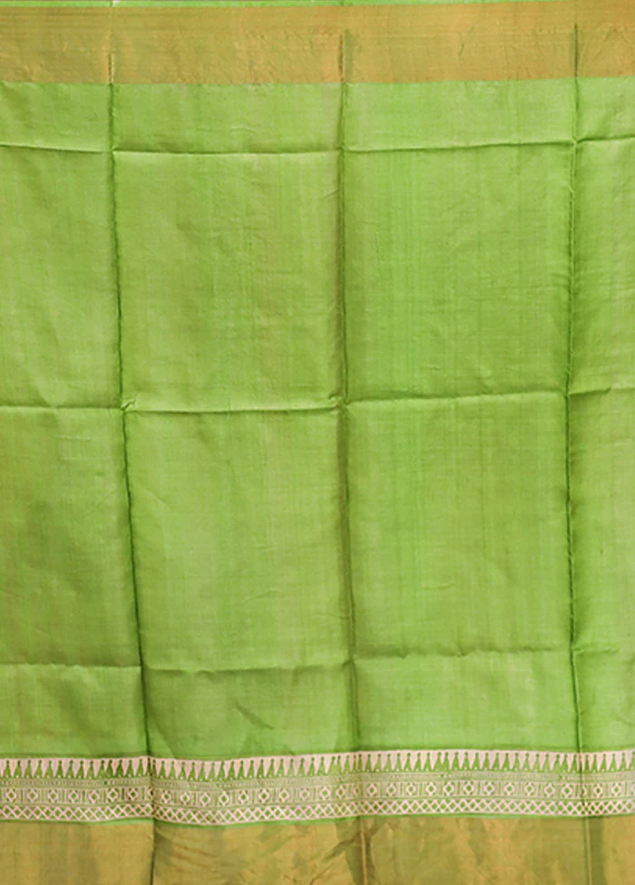 Cream Tussar Silk Saree With Blouse Piece - Image 5