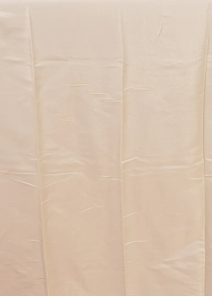 Cream Tussar Silk Saree With Blouse Piece - Image 5