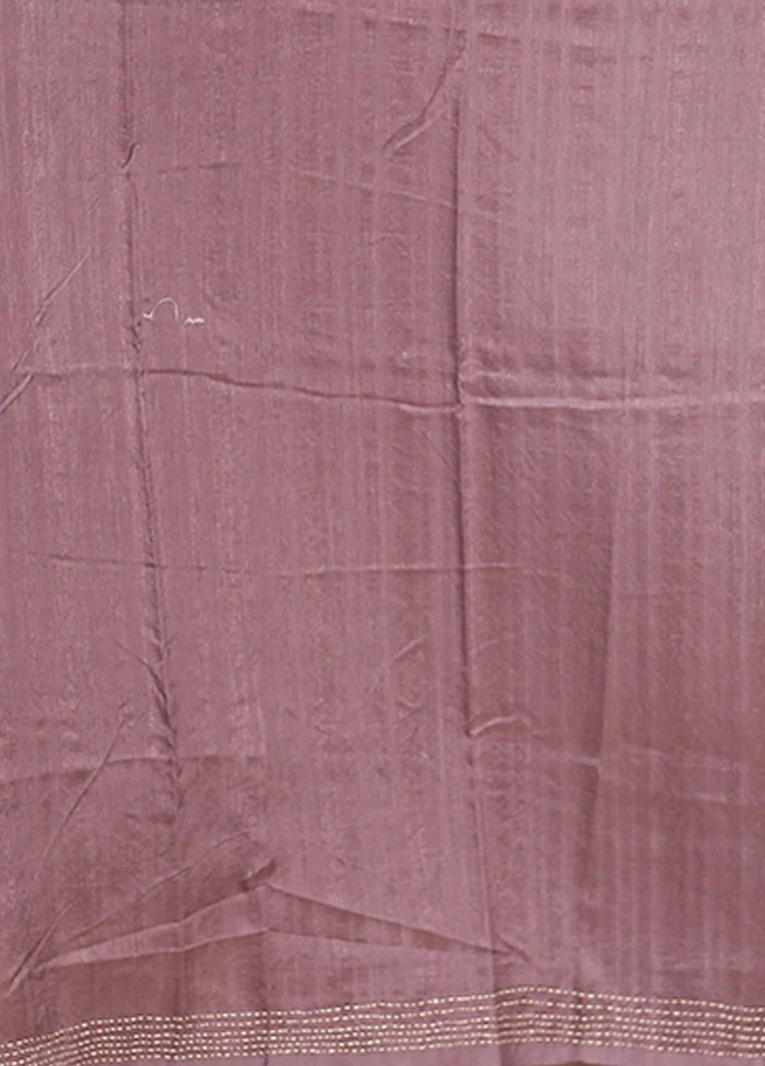 Purple Tussar Silk Saree With Blouse Piece - Image 5