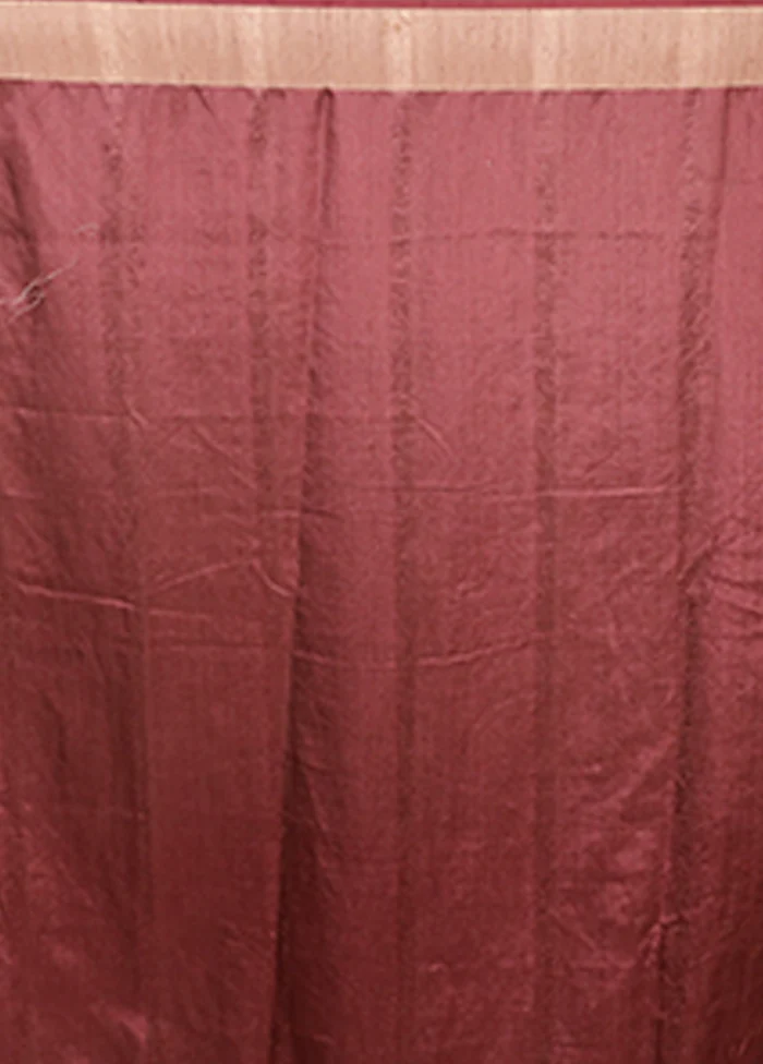 Cream Tussar Silk Saree With Blouse Piece - Image 5