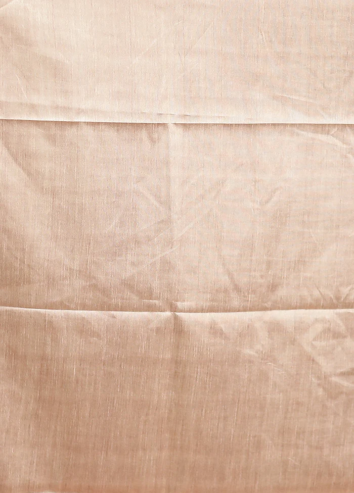Cream Tussar Silk Saree With Blouse Piece - Image 5