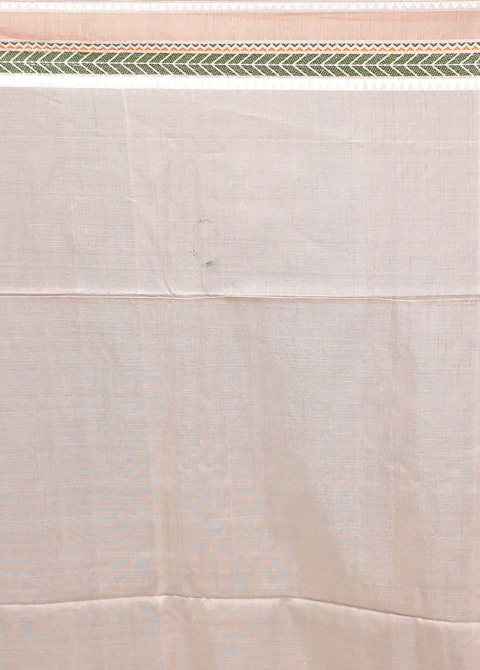 Cream Tussar Silk Saree With Blouse Piece - Image 5