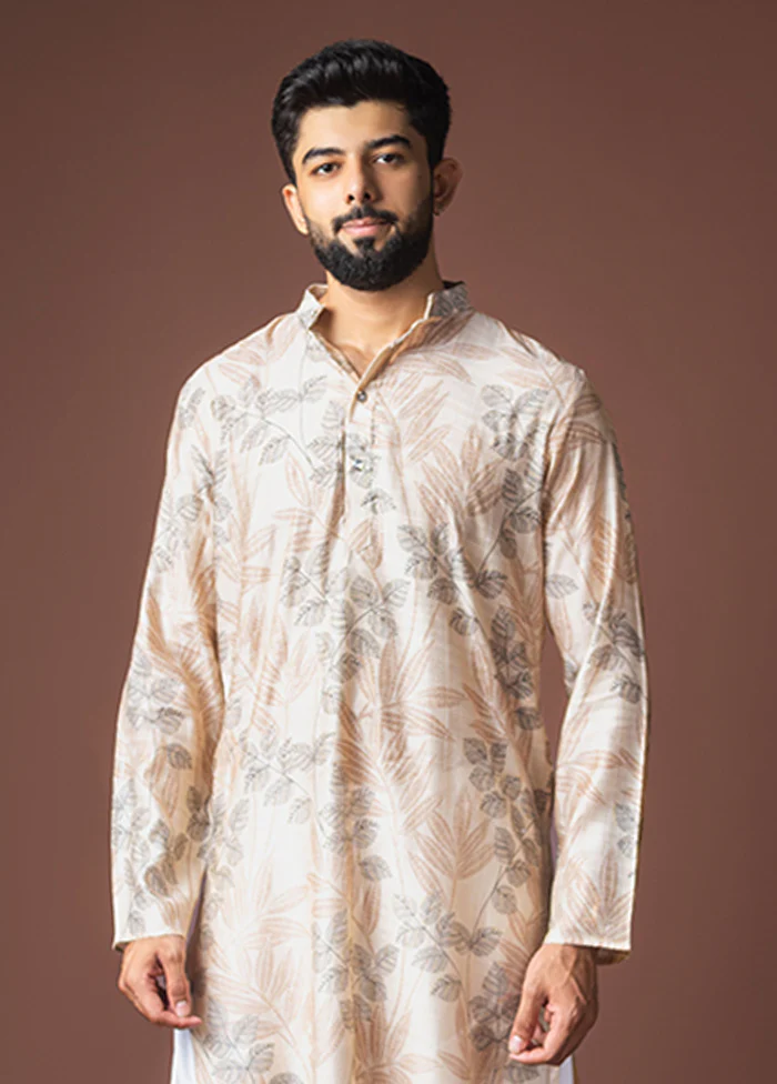 Cream Viscose Kurta & Pajama Set - Image 2