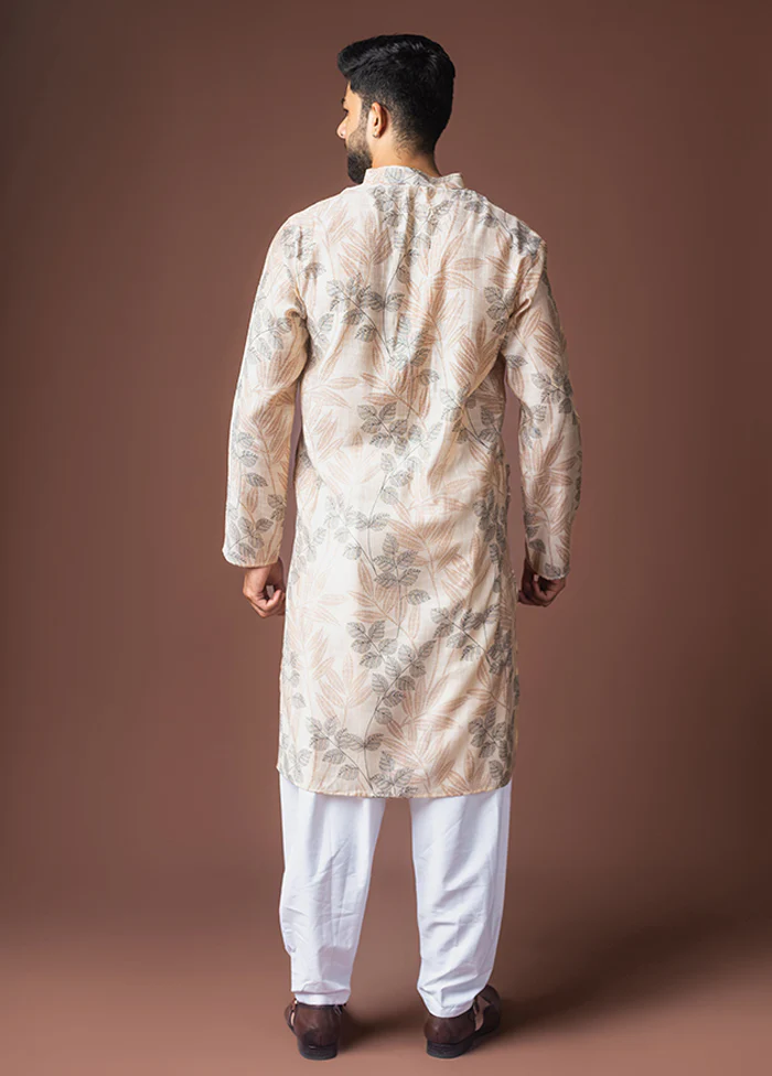 Cream Viscose Kurta & Pajama Set - Image 3
