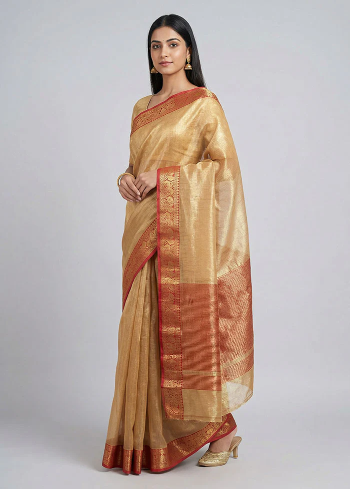 Gold Cotton Saree With Blouse Piece