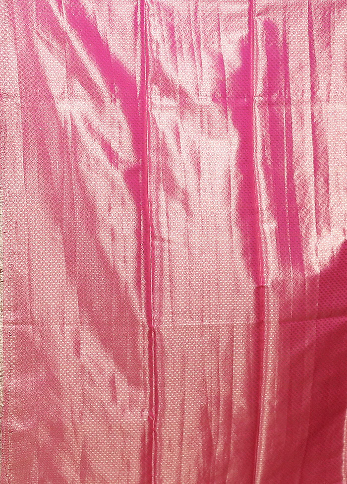 Gold Handloom Kanjivaram Pure Silk Saree With Blouse Piece - Image 5