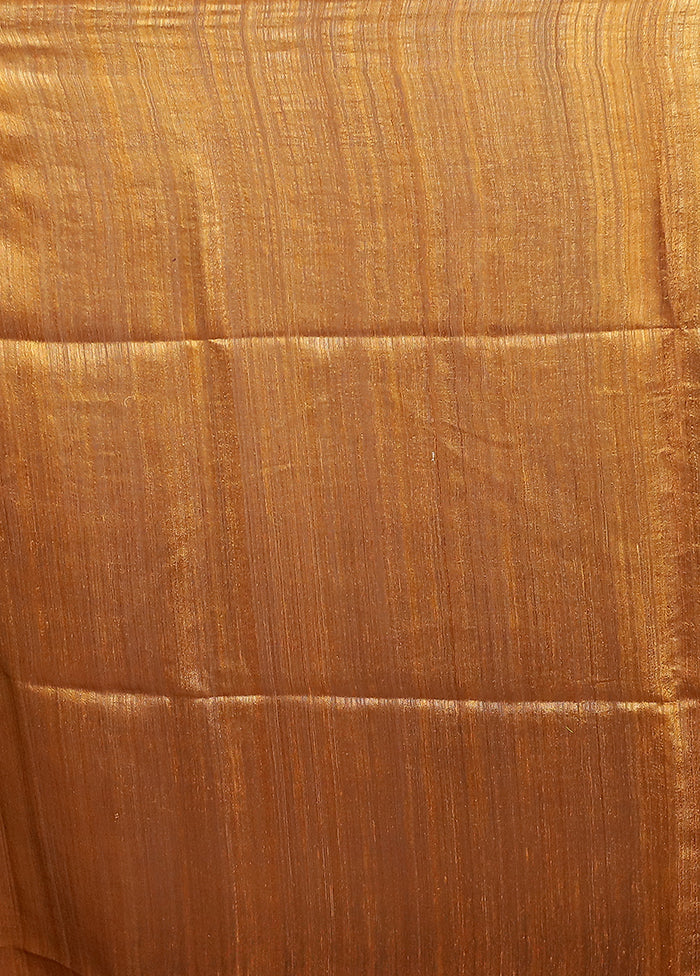 Gold Handloom Matka Pure Silk Saree With Blouse Piece - Image 5