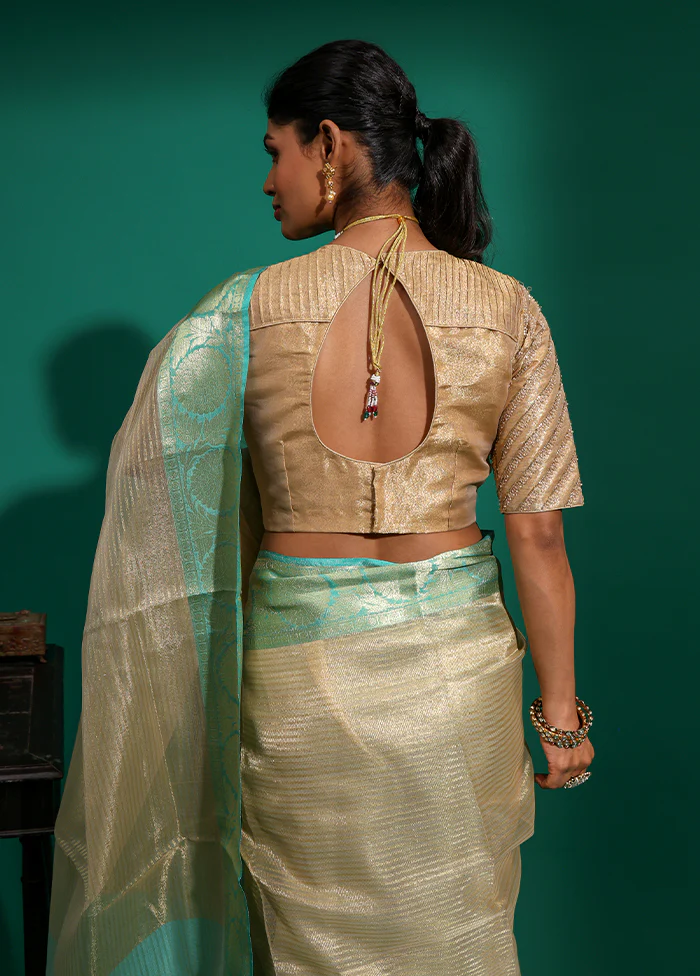 Gold High Neck Designer Blouse - Image 2