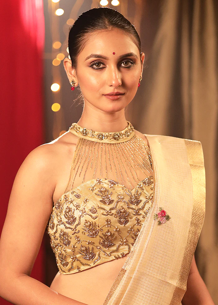 Gold Net Designer Blouse - Image 3