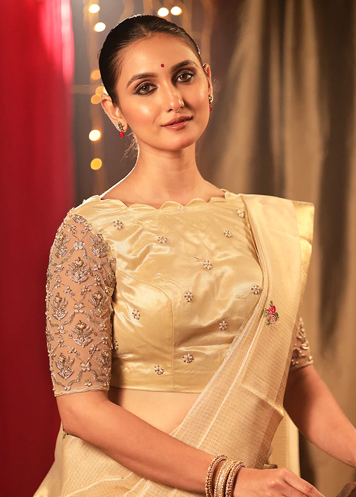 Gold Net Designer Blouse - Image 3