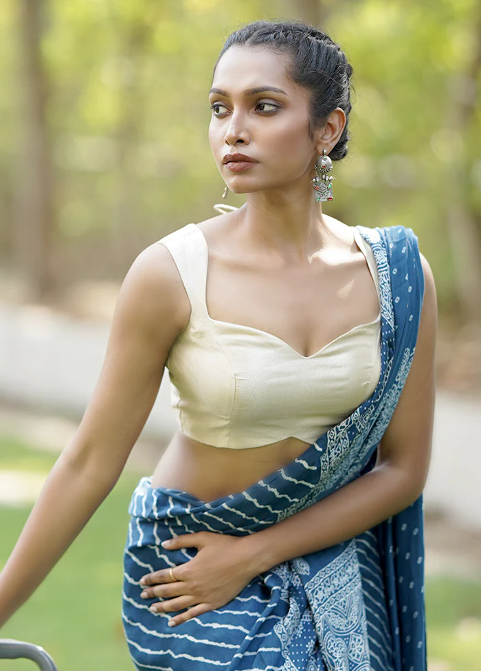 Gold Tissue Designer Blouse - Image 3