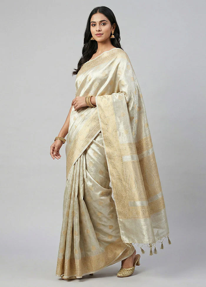 Gold Tissue Silk Saree With Blouse Piece